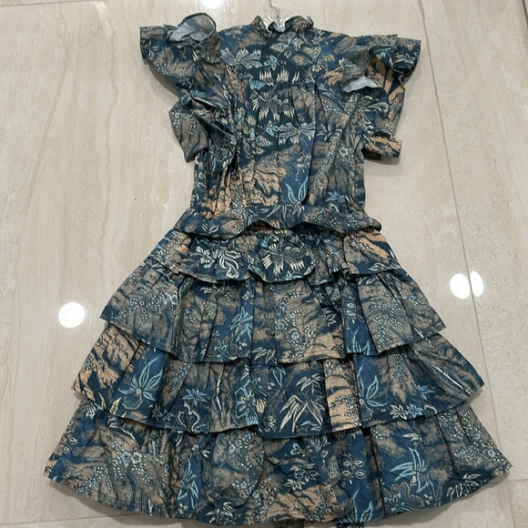 Ulla Johnson Floral Ruffle Dress in Blue - Picture 6 of 6